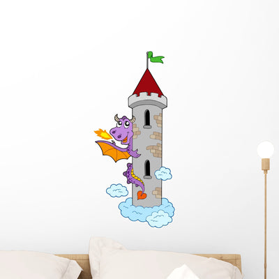 Lurking Dragon with Castle Wall Decal shown on a wall