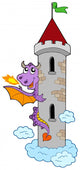 Lurking dragon with castle tower Wall Decal