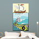 Greek Ship and Sea Monster Wall Mural