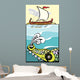 Greek Ship and Sea Monster Wall Mural