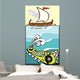 Greek Ship and Sea Monster Wall Mural