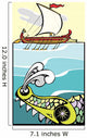 Greek Ship and Sea Monster Wall Mural