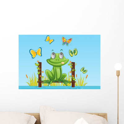 Frog Wall Mural shown on a wall