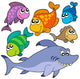 Various cartoon fishes collection Wall Decal