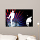 Baseballer  Silhouette with United States of America Background Wall Mural