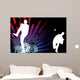 Baseballer  Silhouette with United States of America Background Wall Mural