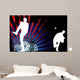 Baseballer  Silhouette with United States of America Background Wall Mural