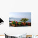Flowers Pots over Sea Wall Decal