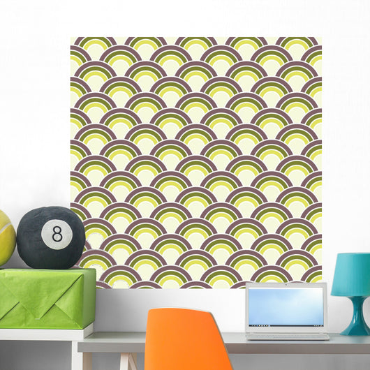 Seamless Retro Circles Wall Decal