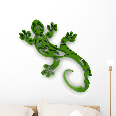 Tattoo Style Lizard Wall Decal shown on a wall