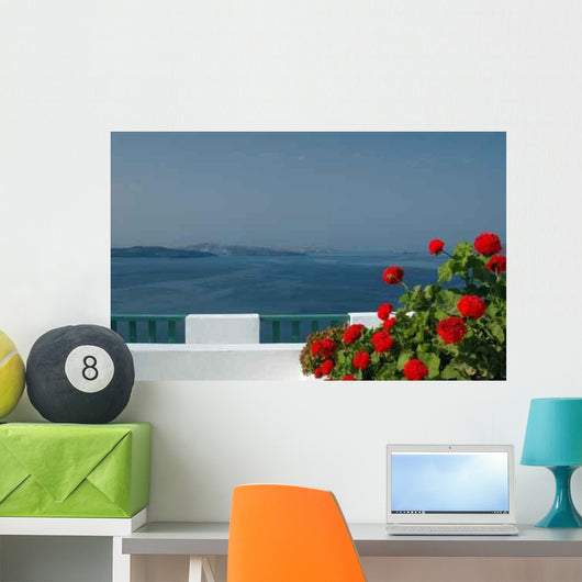 Incredible Santorini Patio with Wall Decal Design 1