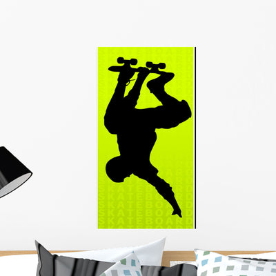 Acrobatic Skateboard Wall Mural shown on a wall
