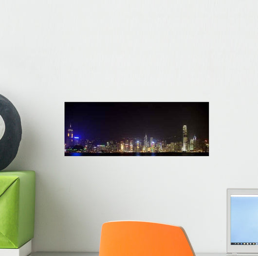 Illuminated Skyline Hong Kong Wall Decal Design 2
