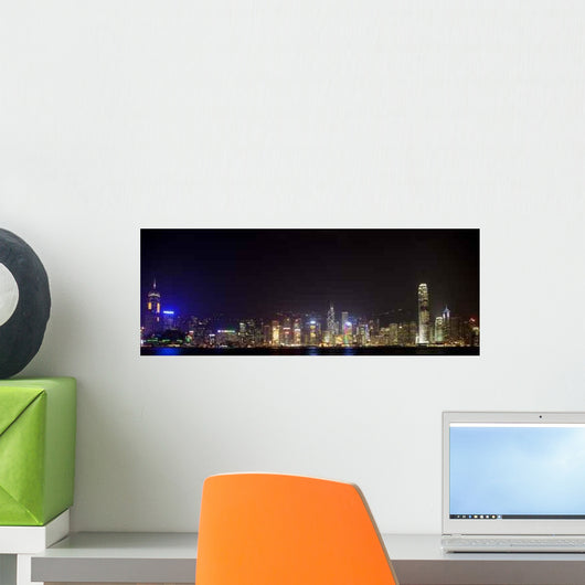 Illuminated Skyline Hong Kong Wall Decal Design 2
