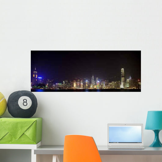 Illuminated Skyline Hong Kong Wall Decal Design 2