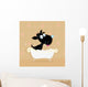 Black dog bath. Bathing black small doggie. VECTOR ILLUSTRATION. Wall Mural