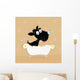 Black dog bath. Bathing black small doggie. VECTOR ILLUSTRATION. Wall Mural
