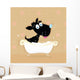 Black dog bath. Bathing black small doggie. VECTOR ILLUSTRATION. Wall Mural