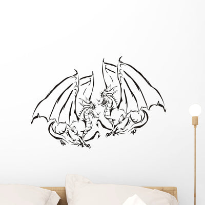 Dragon Abstract Wall Decal shown on a wall