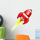 Dollar sign currency symbol on red retro rocket ship Wall Decal