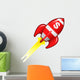 Dollar sign currency symbol on red retro rocket ship Wall Decal