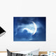 Crescent Moon through Clouds Wall Decal
