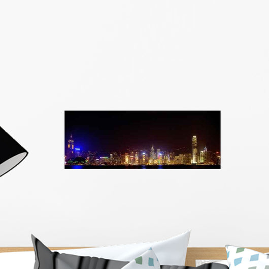 Illuminated Skyline Hong Kong Wall Decal Design 1