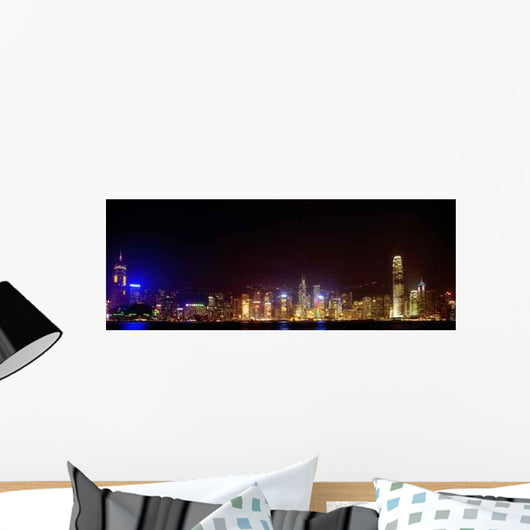 Illuminated Skyline Hong Kong Wall Decal Design 1