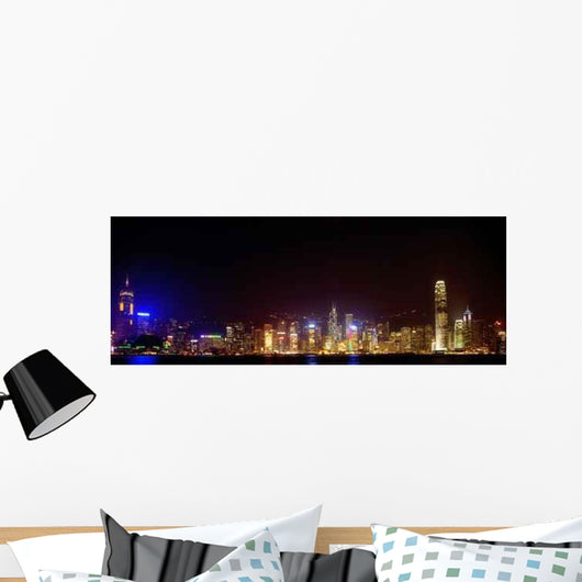 Illuminated Skyline Hong Kong Wall Decal Design 1