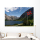 Norwegian Flag at Hardangerfjord, Norway Wall Mural