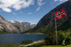 Norwegian Flag at Hardangerfjord, Norway Wall Mural
