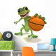 Gecko Holding Basketball Wall Decal