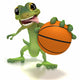 Gecko holding basketball Wall Decal