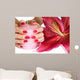 Hands With Pink Manicure Candle and Lily Wall Mural