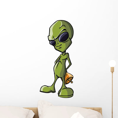 Alien Wall Decal shown on a wall