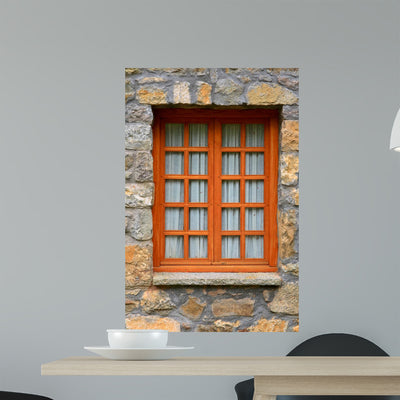 Wooden Rustic Vertical Window Wall Mural shown on a wall