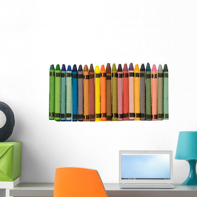 Colorful Crayons Wall Decal shown on a wall