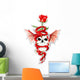 Dragon turn around skull with rose Wall Decal