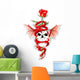 Dragon turn around skull with rose Wall Decal