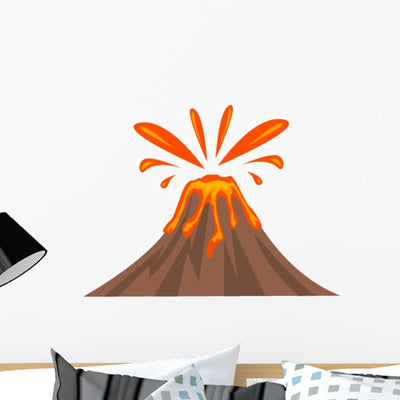 Volcano Wall Decal shown on a wall