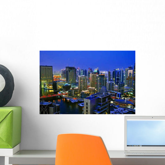 Dubai Skyline Night Scene Wall Decal