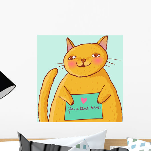 Cartoon fat cat Wall Mural