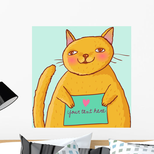 Cartoon fat cat Wall Mural