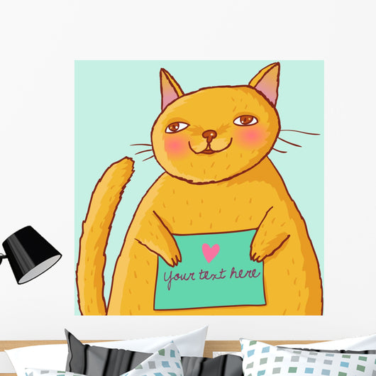 Cartoon fat cat Wall Mural