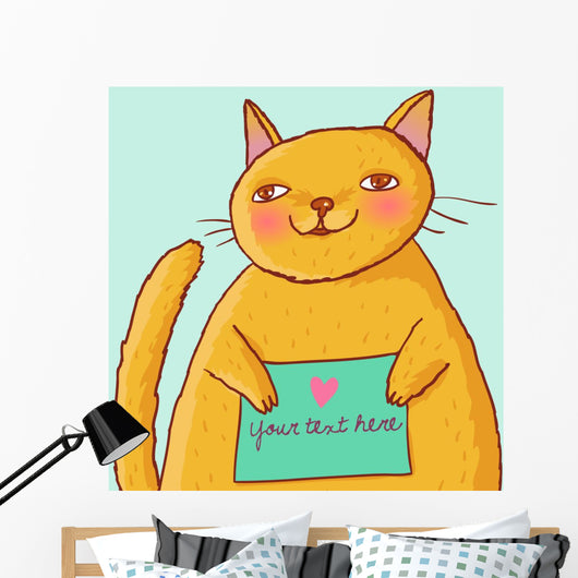 Cartoon fat cat Wall Mural