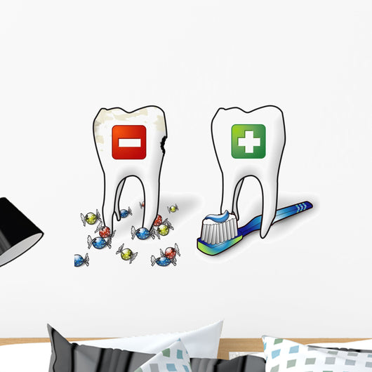 Healthy and Unhealthy Teeth Wall Decal