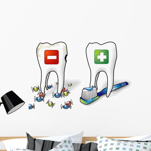 Healthy and Unhealthy Teeth Wall Decal
