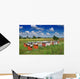 Bee hives in the meadow in summer Wall Mural