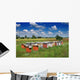 Bee hives in the meadow in summer Wall Mural