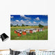 Bee hives in the meadow in summer Wall Mural